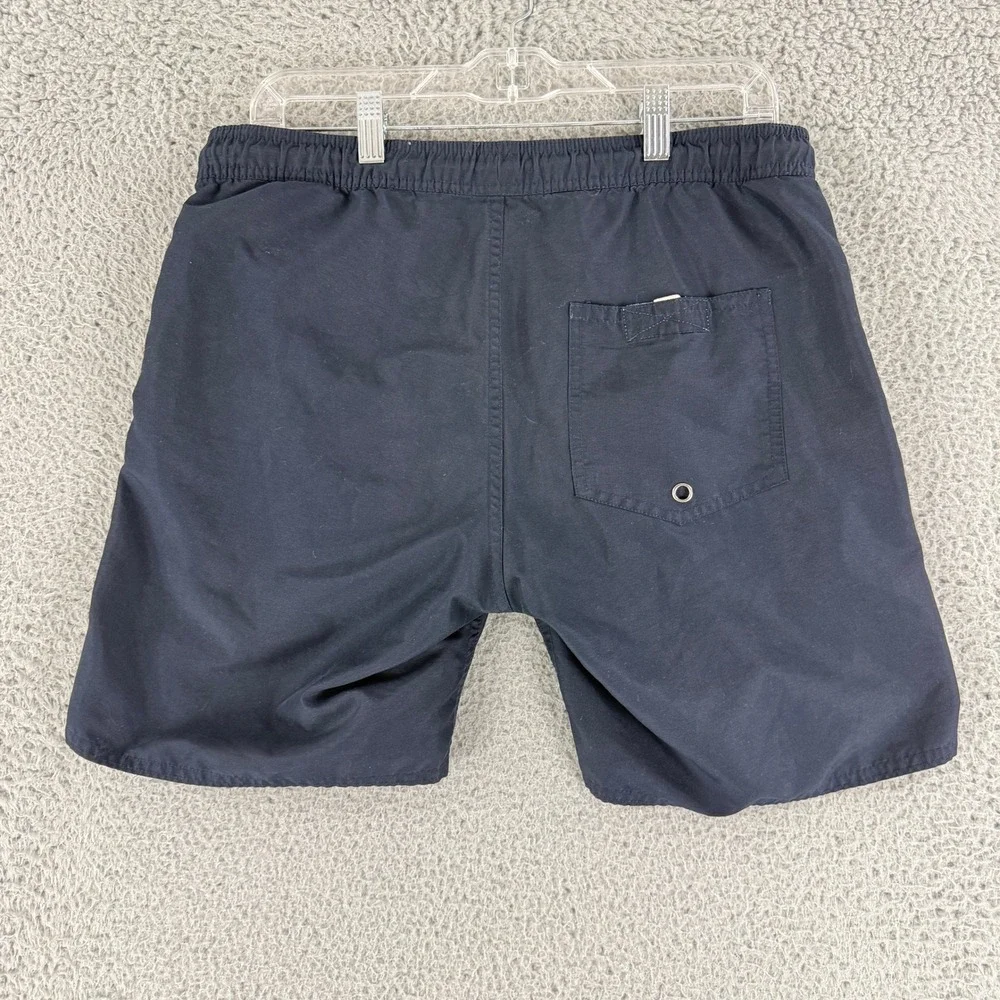 Saturdays NYC Swim Trunks Mens XS Navy Blue Elastic Waist Slash Logo Swim Shorts